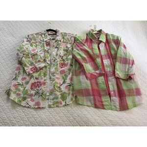 Alia Lot Womens 2 Button Front Shirts 16W & 2 Ribbed Tanks 2X Casual Vacation